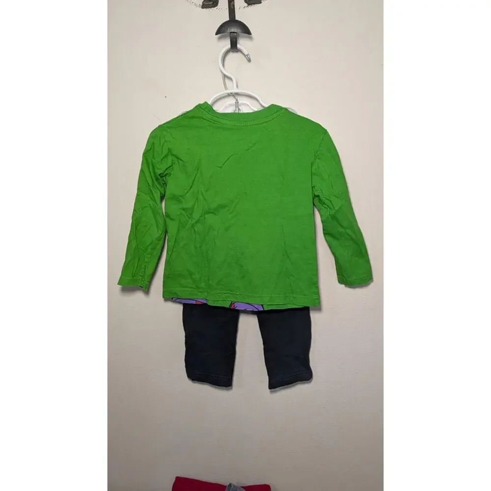 Boys Size 2T Outfit - Green Marvel Hulk Shirt + Blue Oshkosh Sweatpants